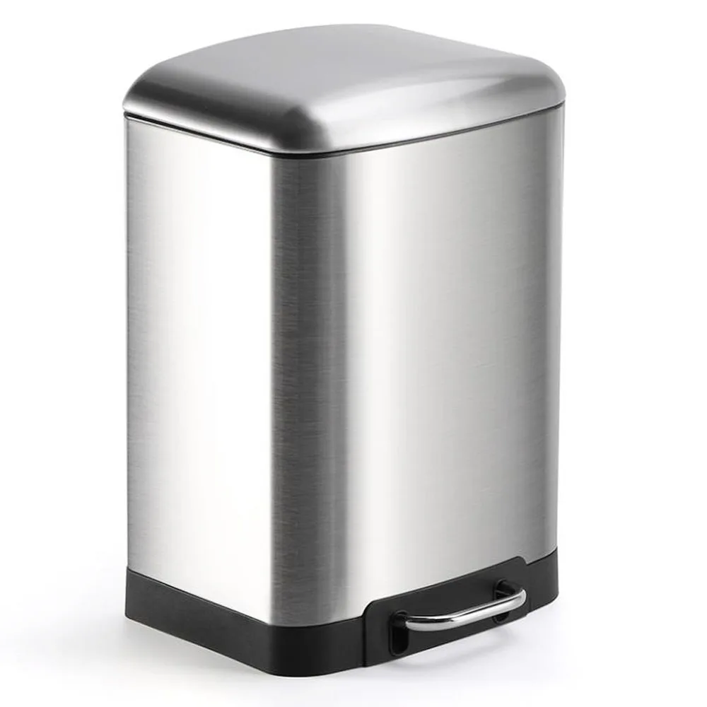 Stainless Steel Rubbish Bin, Step Trash Can, Wastebasket, Garbage Container, Dust Bin with Lid, Kitchen Waste Bin, 6L, 12L