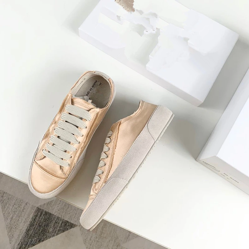 Maxdutti 2024 Women Shoes Ins Fashion Blogger High Street Vintage Silk Satin Comfort Colorful Women Shoes Sneakers Woman