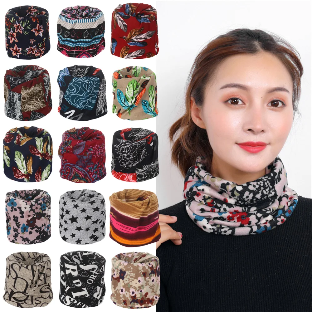 Unisex Cotton Ring Neck Scarf Headbands Autumn Winter Warm Soft Face Cover Outdoor Sports Warmer Snood Collar Headwear