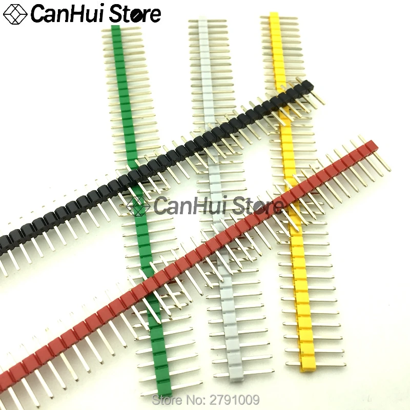 10PC High quality Gold plated Colorful 2.54mm 1x 2*40P Single/Double Row Male Breakable Pin Header Connector Strip For PCB board