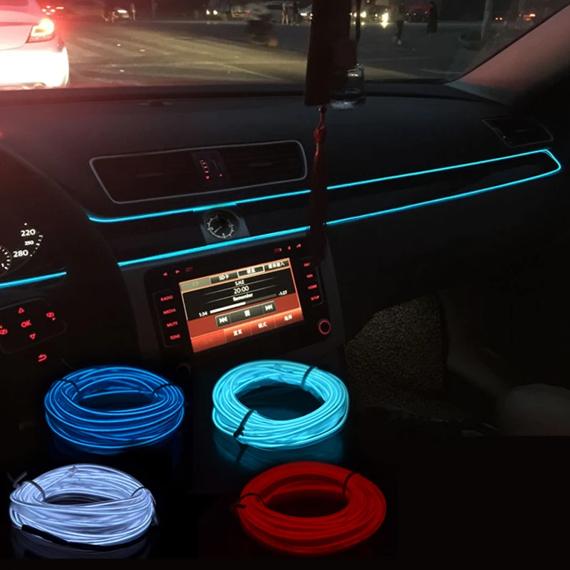 Car EL Wire Led Car Lights Neon LED lamp Rope Tube LED Strip For Toyota Corolla RAV4 Camry Prado Yaris Hilux Prius Land Cruiser