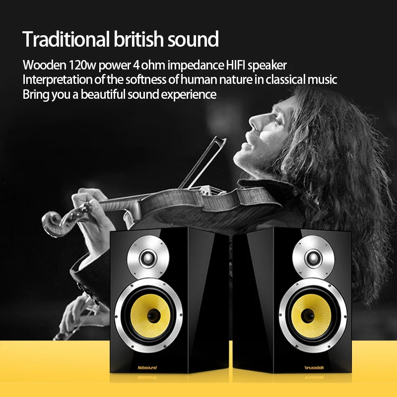 KYYSLB 120W 4 Ohm DM5 Wooden Amplifier Speaker Bullet Bass Bookshelf Speaker Preposition Monitor HIFI Passive Fever Speaker