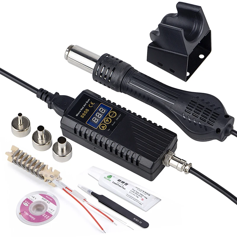 JCD 750 W Heteluchtpistool Digitale Display Micro Rework Soldeerstation Heteluchtpistool Voor Lassen Reparatie Tool föhn 8858
