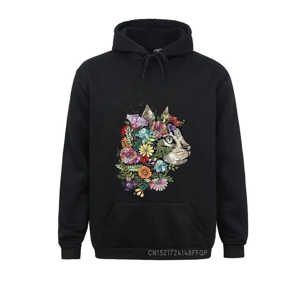 Gardening Cat In A Bouquet Of Flowers Pullover New Design Student Sweatshirts Hoodies Long Sleeve Fitness Sportswears Winter