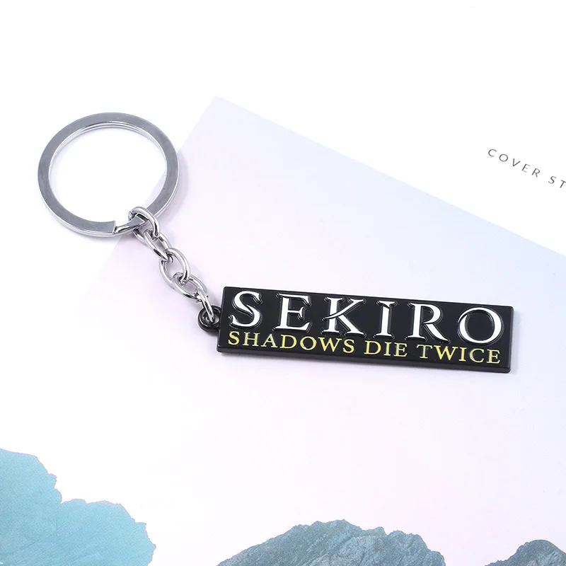 Game Sekiro Shadows Die Twice Keychain Rectangle Letter Logo Metal Keyring Pendant Men Car Women Bag Accessories