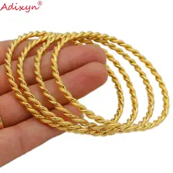 Adixyn 4pcs/lot Twisted Bangle Gold Color Dubai Bangle African Bracelet Arab Middle East Bridal Wedding Jewelry N071017