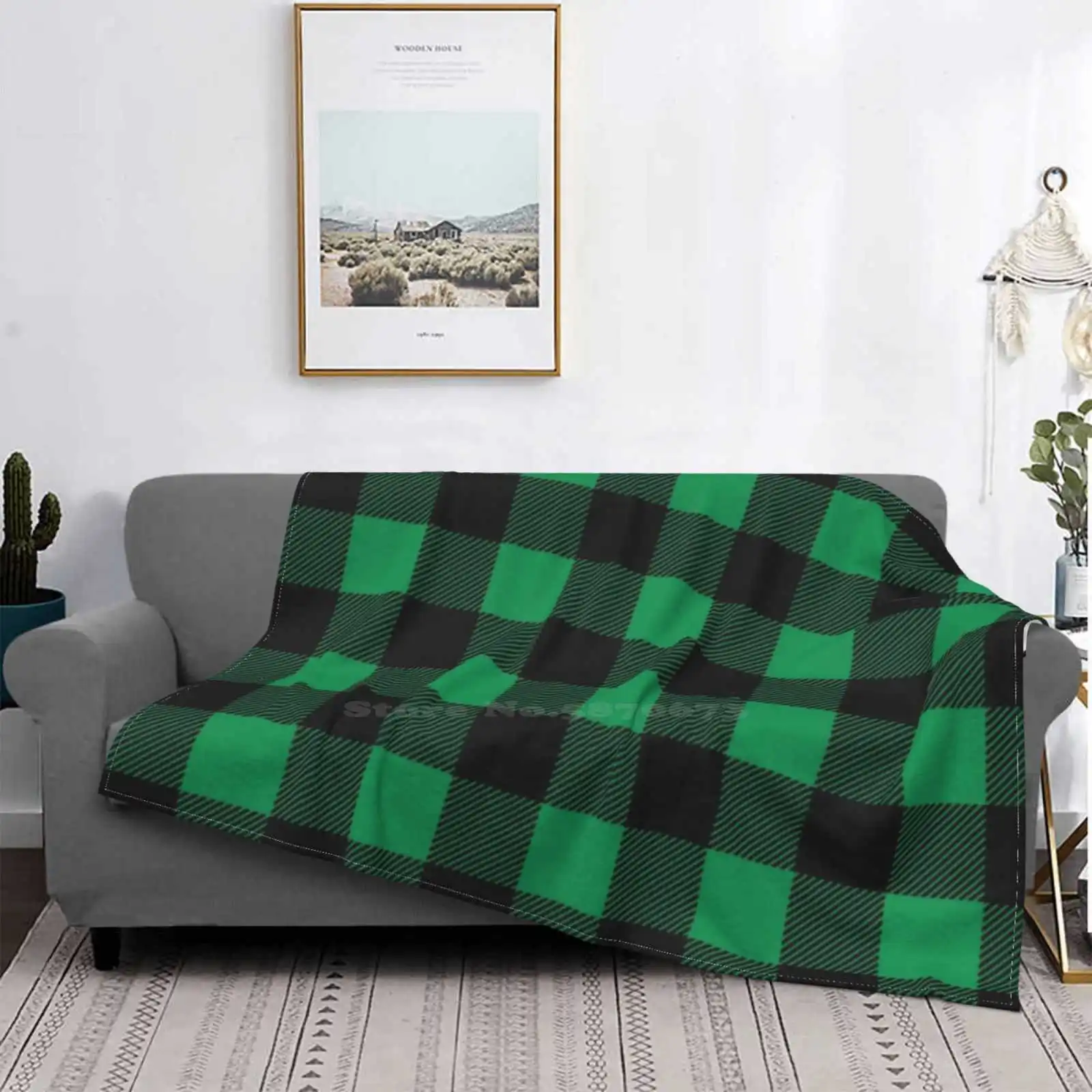 Lumberjack / Black New Selling Custom Print Flannel Soft Blanket Composition Pattern Graphic Design Lumberjack Color Colorful