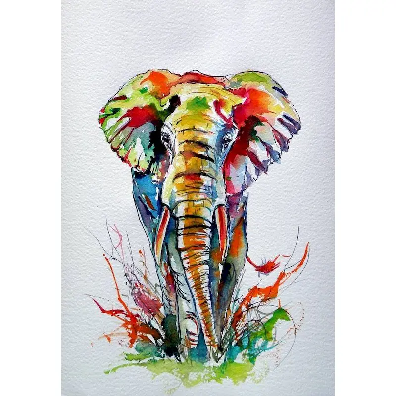 GATYZTORY Ölgemälde Durch Zahlen Elefanten 60x75cm DIY Farbe Durch Zahlen Für Erwachsene Tiere Rahmenlose Leinwand Malerei einzigartige Geschenk