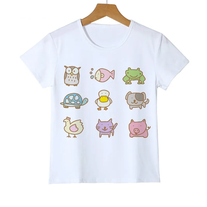 New Child Animal T Shirt Owl/Fish/Frog/ Turtle/Duck/Dog/Chicken/Cat/Pig T-shirt Painted boy girl baby Printed Tee Shirts