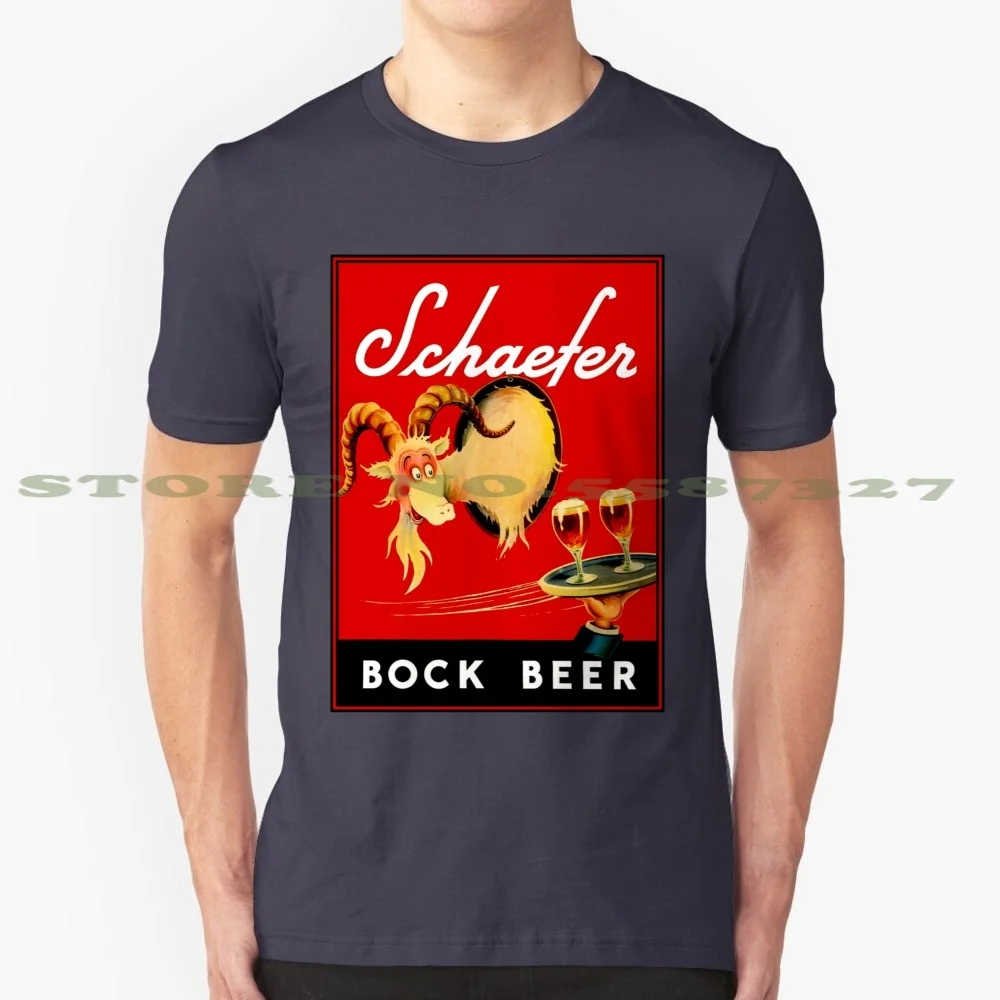 Schaefer Bock Beer : Vintage Ale Advertising Print 100% Cotton T-Shirt Schaefer Bock Beer Goats Animals Pub Bier Beverages Ale