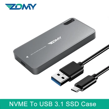 Zomy M.2 NVMe to USB 3.1 솔리드 스테이트 인클로저, 하드 디스크 박스, SSD 케이스, C타입 인터페이스, 2230, 2242, 2260/2280, 10Gbps