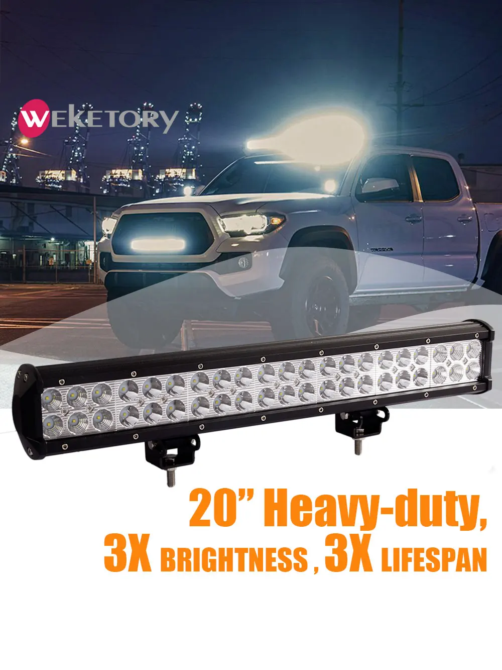 

weketory 20 Inch 126W LED Work Light LED Bar Lights for Car Motorcycle Tractor Boat Off Road 4WD 4x4 Truck SUV ATV UTV