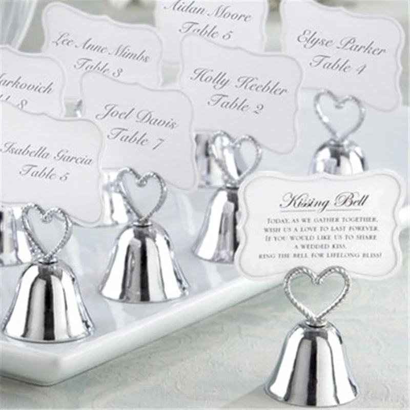 

"Kissing Bell" Silver gold Bell Place Card Holder/Photo Holder Wedding Table Decoration Favors 200pcs Party Sign