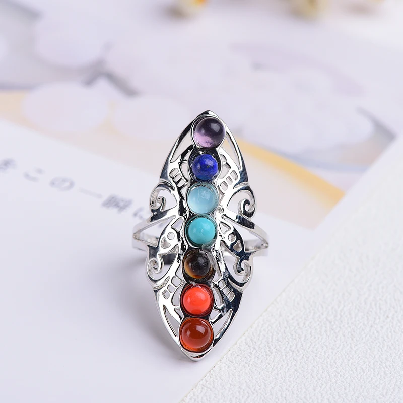 

1 Piece Natural Crystal Quartz The Seven Chakras Ring Mineral Healing Gifts Add Charm For Both Men And Women Decoration Jewelry