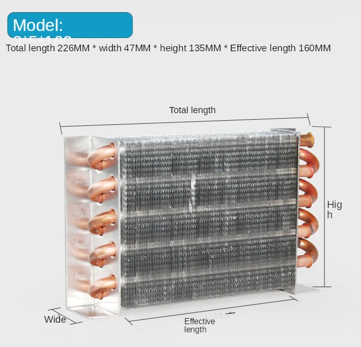 Refrigerator copper tube aluminum fin condenser freezer made of small non-shell radiator heat sink water cooling