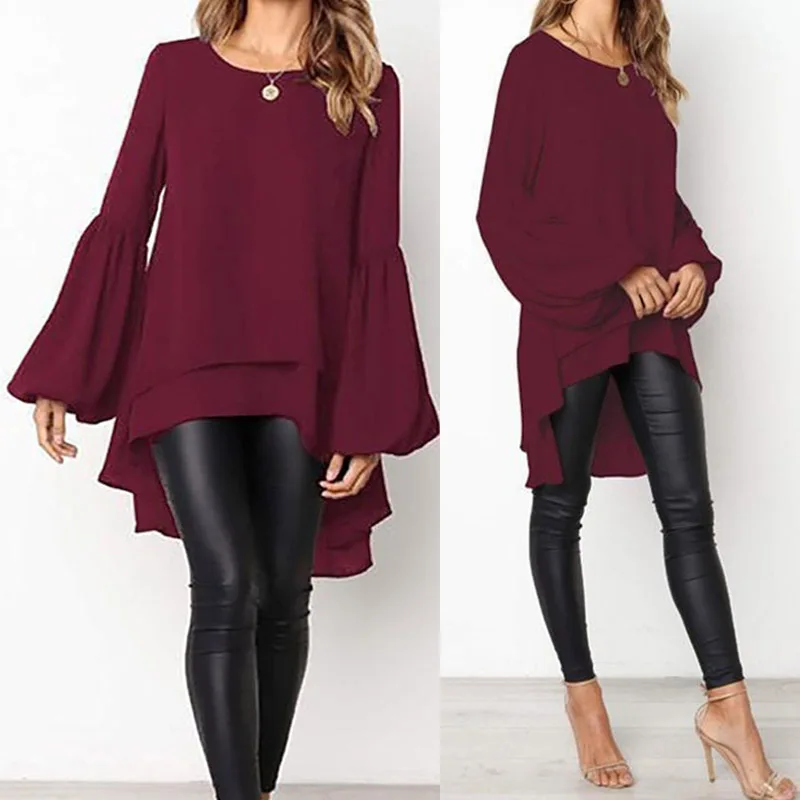 2023 ZANZEA Fashion Puff Sleeve Tops Women\'s Asymmetrical Blouse Elegant Casual Layered Blusas Female Blusas  Tunic