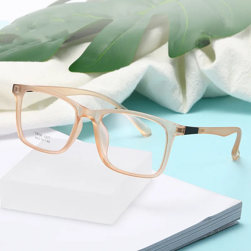 Retro Reading Mens Prescription Glasses Frame Fashion Candy  Computer Eyeglasses Frame for Ransparent White Brown Plastic Frame