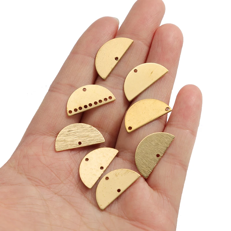 1Pack Raw Brass Semicircle Half Round Connectors Charms Engraving Blanks Disc Charms For DIY Jewelry Findings Making Supplies