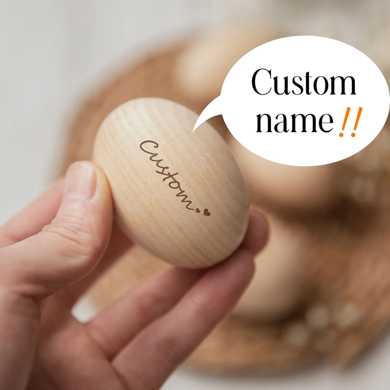 Ostern Ei Personalisierte Natürliche Holz Simulation Ei Graffiti Gemalt DIY Kreative Benutzerdefinierte Kind Name Einzigartige Ostern Geschenk Für Kinder