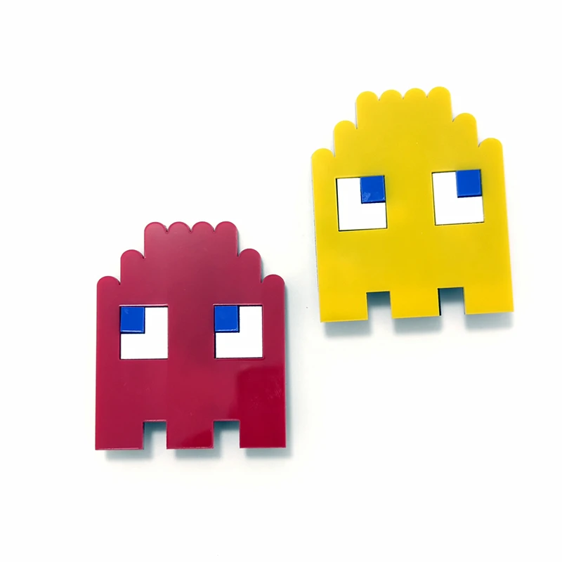 KUGUYS Big Classic Pixel Man Brooches for Women Unisex Ouch Red Yellow Pocket Pins Trendy Jewelry Acrylic