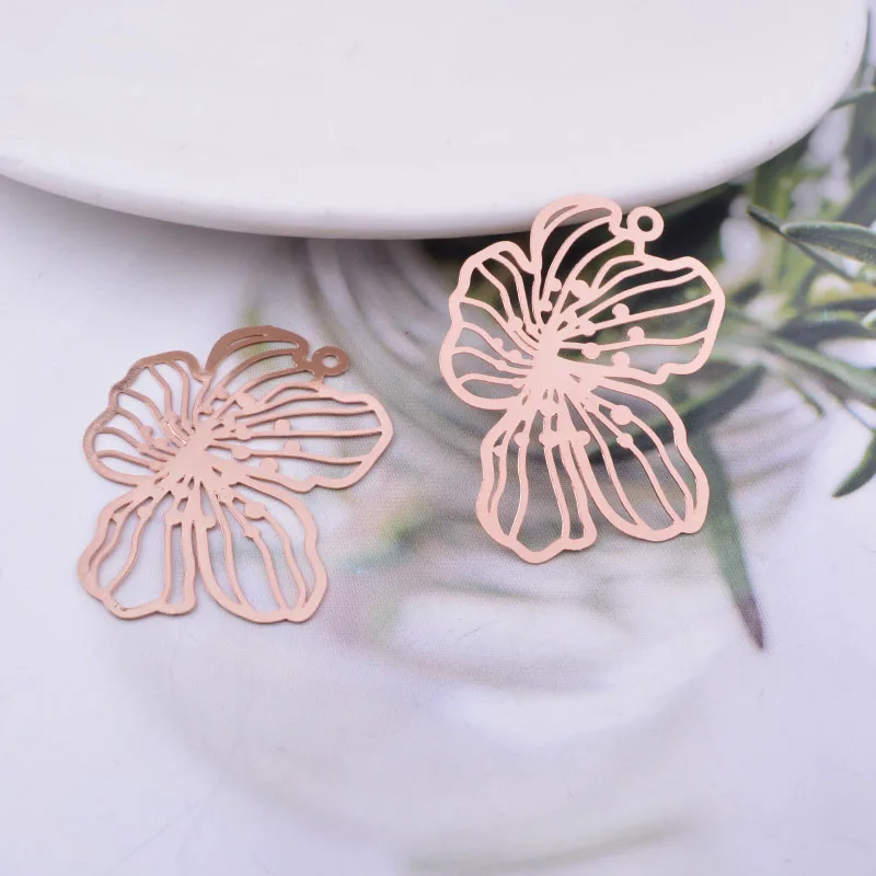30 Stück AB6598 30*37mm Messing Fliegende Schmetterling Anhänger Roségoldfarben Tier Schmuckanhänger – Detail 12