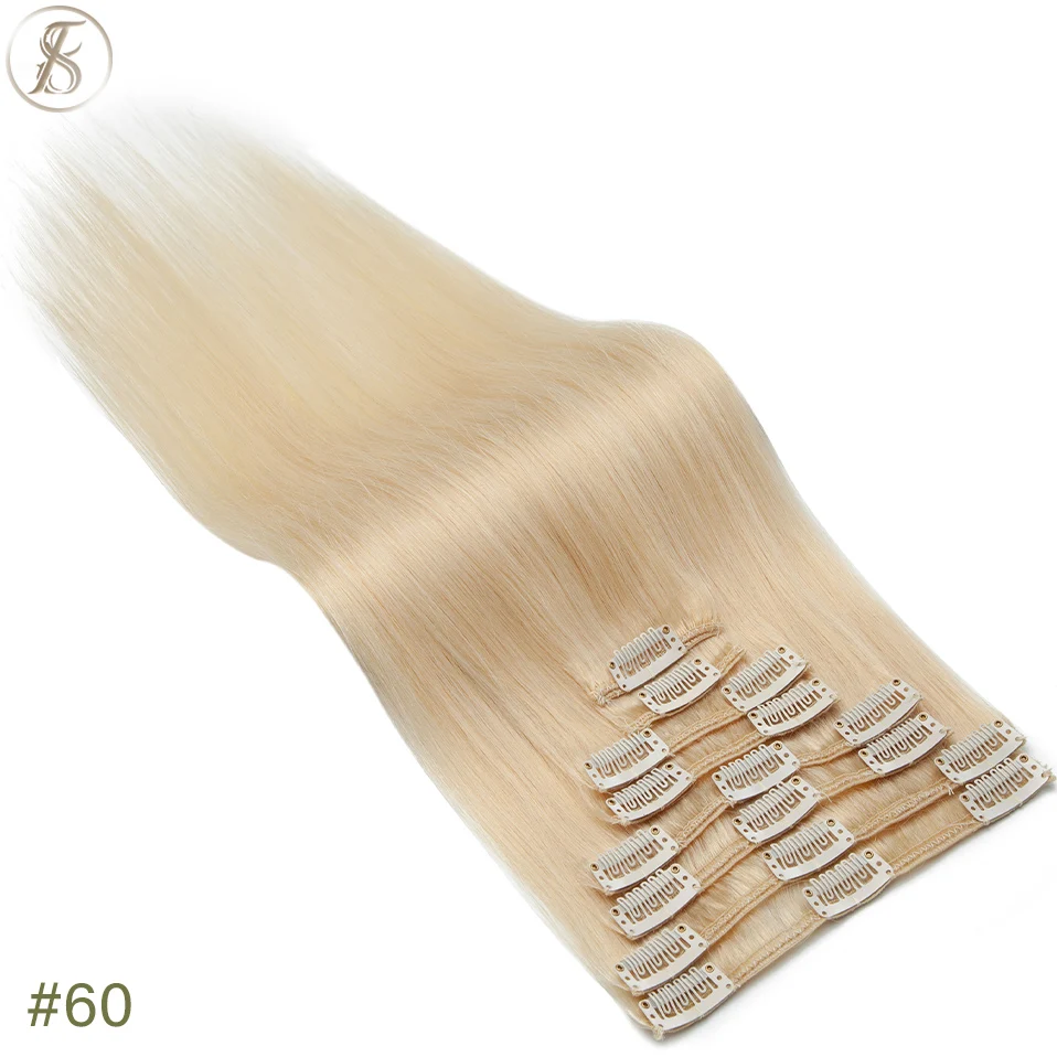 TESS 50-80g Natürliche Haar Extensions Clip In Menschliches Haar Extensions Gerade 8 teile/satz Vollen Kopf Dünne Highlight haar Clip Haarteil – Detail 17
