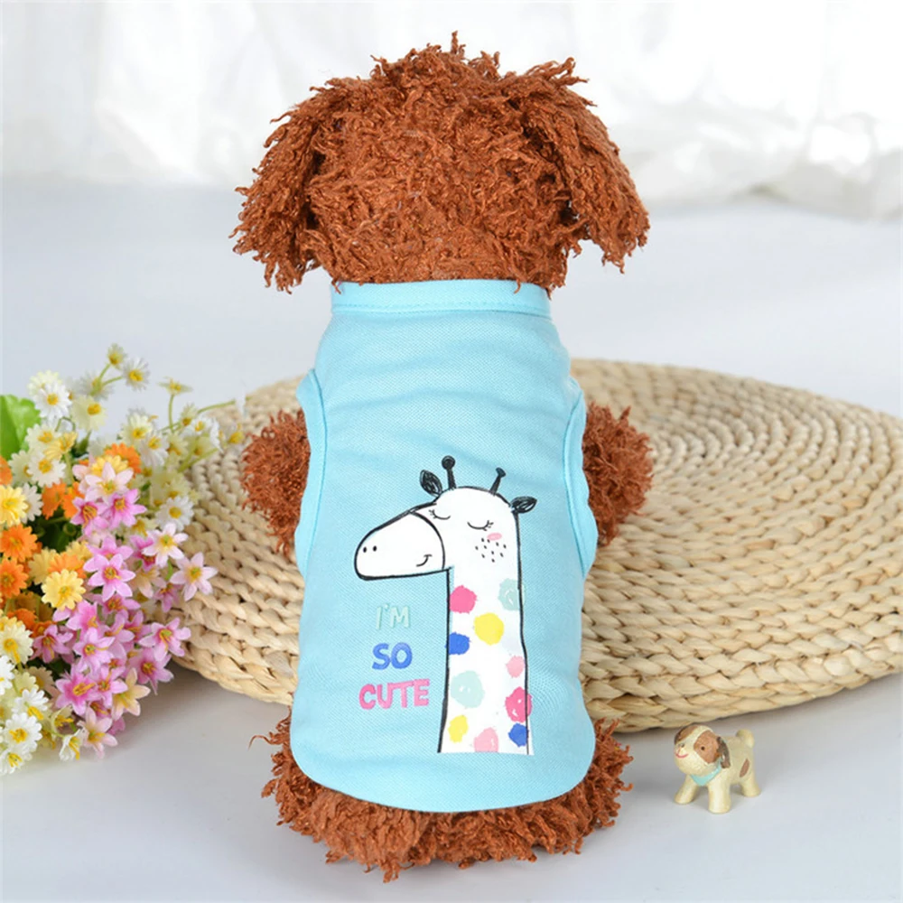 OIMG Cartoon Dog T-shirt For Small Dogs Clothes Cute Cat Pet Costumes Puppy Sleeveless Shirts Dog Tank Top Pomeranian Chihuahua