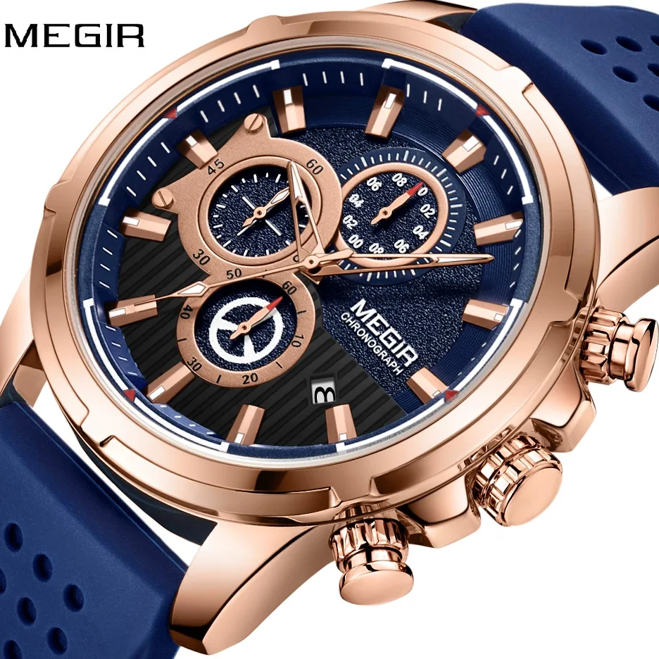 

MEGIR Top Brand Men's Analog Quartz Sport Watches Men Luxury Business Watch Fashion Silicone Waterproof Wrist Watch Male Clock