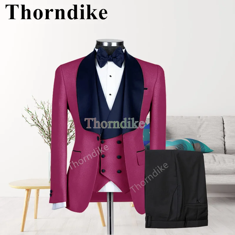 Thorndike Trend New Casual Style Men's Suit Custom Khaki Green Wedding Suit Groom Fashion 3 Piece Blazer