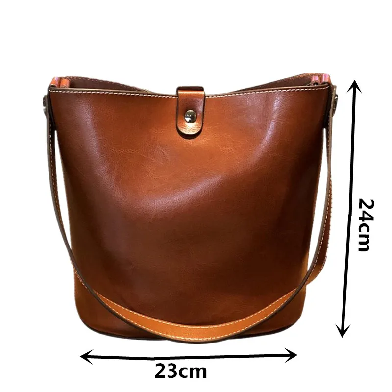 Fashion Women Handbag 100% Genuine Leather cowhide bucket bag lady Casual Tote Female Crossbody Messenger  2022 new bag