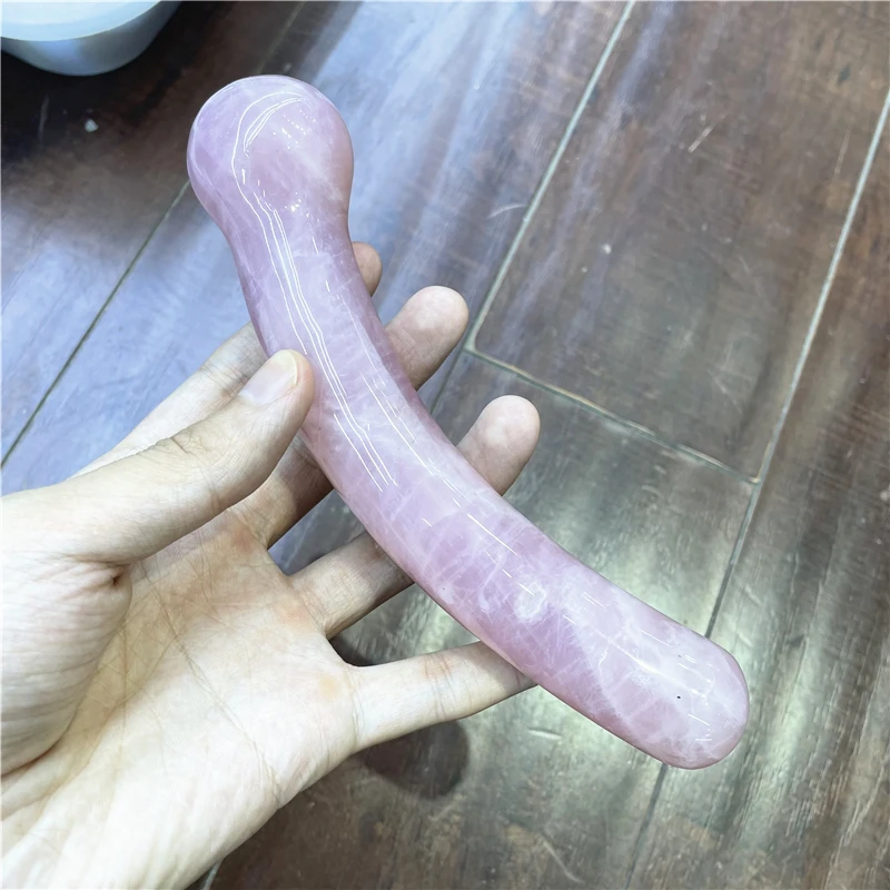 18cm Large Natural Stone Mineral Crystal Rose Quartz Wand Massage Stick Home Decoration Restore Health Energy Repair