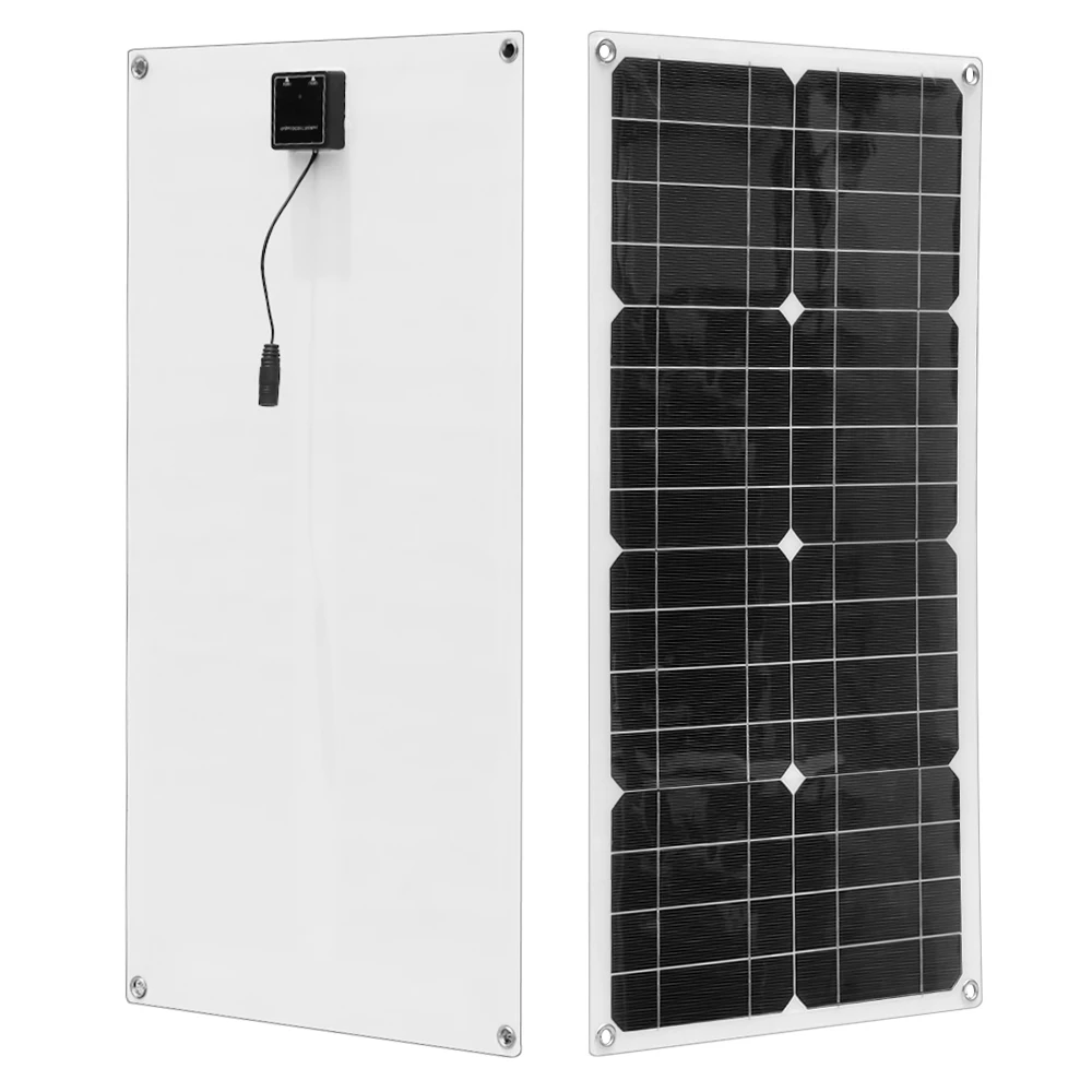 18V 50W Monocrystaline Solar Panel Dual USB DC Output Port 12V 5V Solar Battery Charger Kit With 10A Solar Controller & Cables