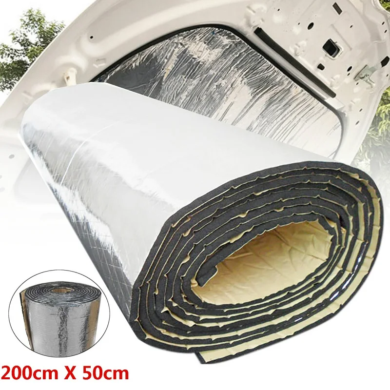 

New200cmx50cm 5mm/7mm/10mm/15mm/20mm/25mm/30mm Deadening Aluminum Foil Mat Car Sound Heat Insulation Cotton Hood Engine Firewall