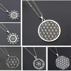 Flower of Life Charms Mandala Charms Mercaba Life Spirit Digital Secret Charm Fashion Sports Yoga Charms DIY Metal Necklace 1pcs