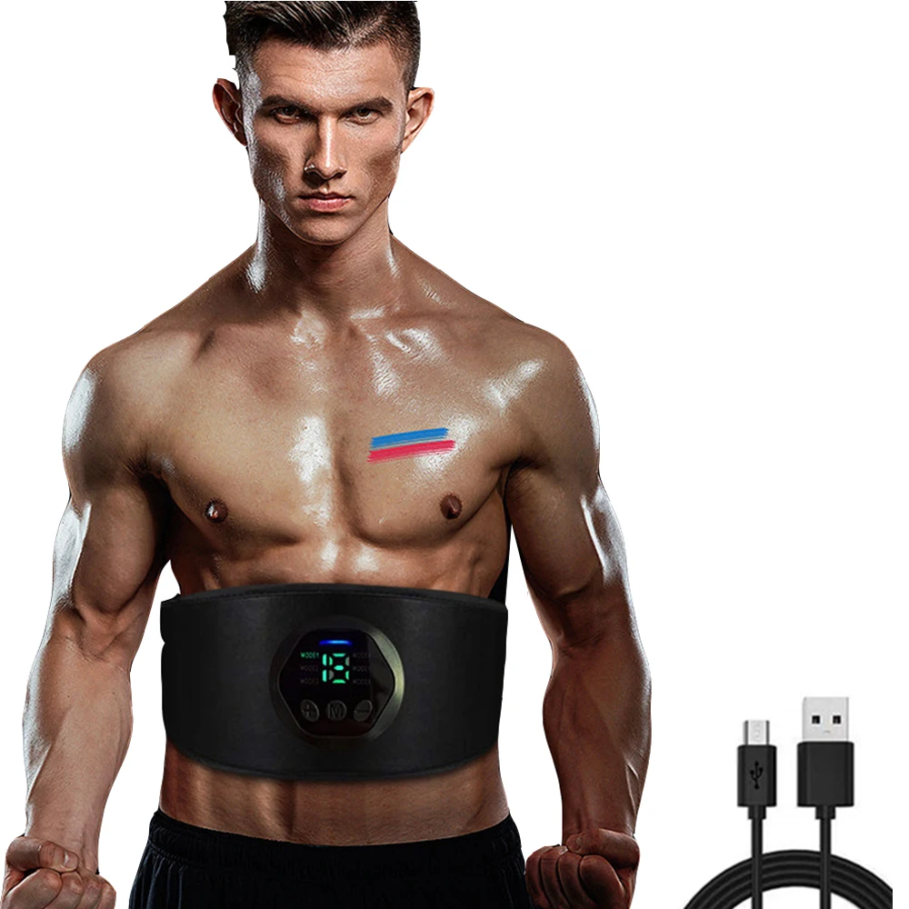 Entrenador de músculos abdominales EMS, equipo electrónico de Fitness, cinturón de vibración, masajeador muscular USB para cintura, muslo,