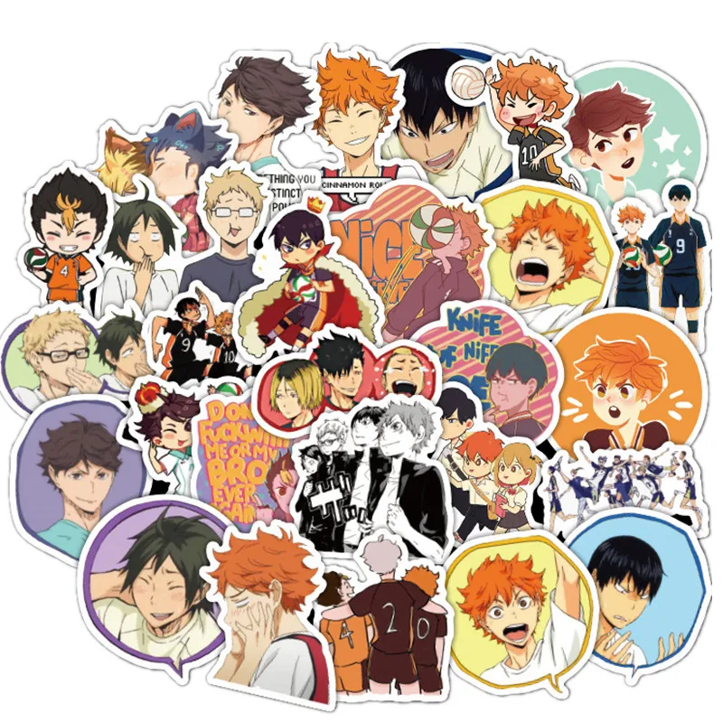 50pcs haikyuu Waterproof Stickers Cartoon Graffiti Sticker Stickers For Laptop Luggage Skateboard Phone Decals DIY Scrapbooking