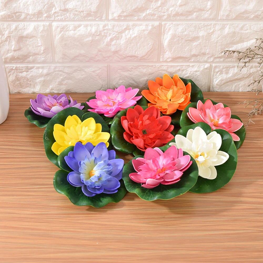 Artificial Lotus Plant Flower Water Lily Floating Flower Lifelike Micro Landscape Colorful Artificial Ornament Home Garden Decor