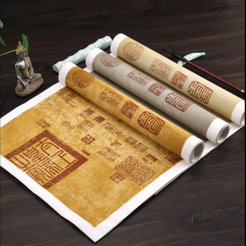 chinese retro batik rice xuan paper lantixv poetry brush and ink calligraphy supplies 5pc 01