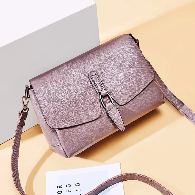 Zency Luxury Women Shoulder Bag Made Of Genuine Leather Daily Casual Crossbody Bags High Quality Small Flap Black Grey Handbag