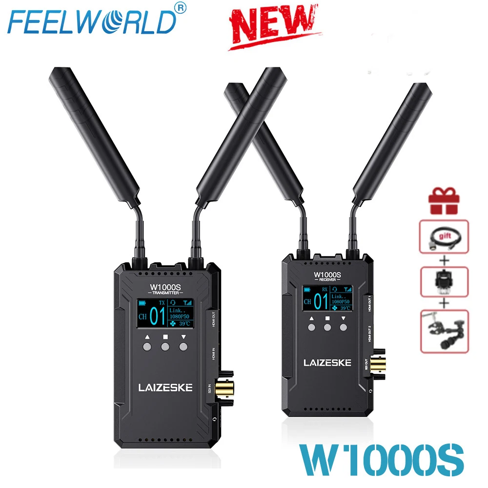 FEELWORLD W1000S Wireless Video Transmission System 1080P HD 1000FT Dual HDMI + SDI Input And Output WIth Full Duplex Intercom