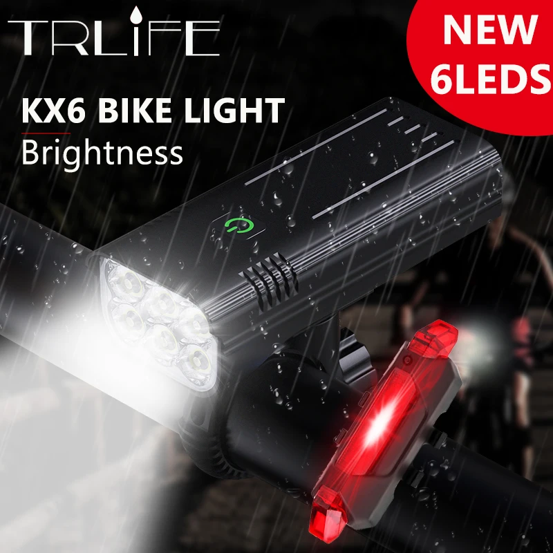 Trlife-マウンテンバイク用の強力な6t6ヘッドライト,usb経由で充電可能,5000ルーメン,明るい