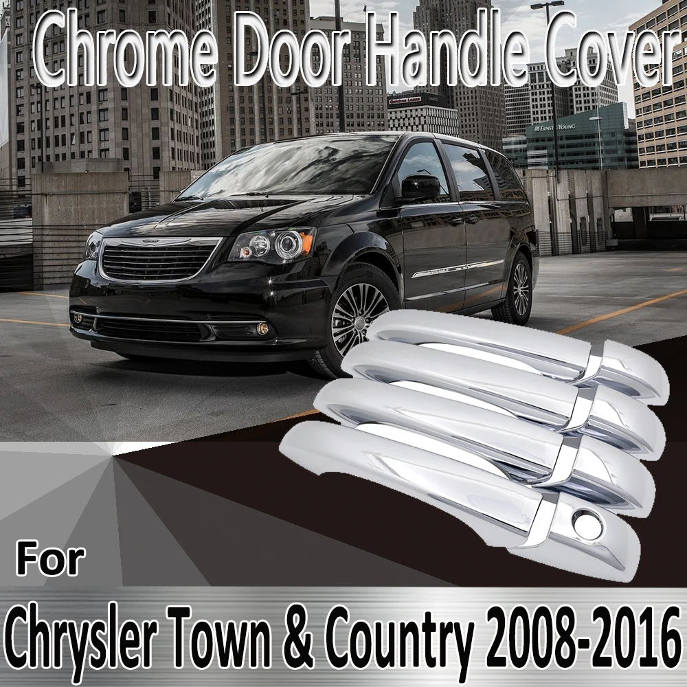 for Chrysler Town & country Voyager Dodge Caravan VW  Routan Ram C/V 2008~2016 Chrome Door Handle Cover Refit Car Accessories