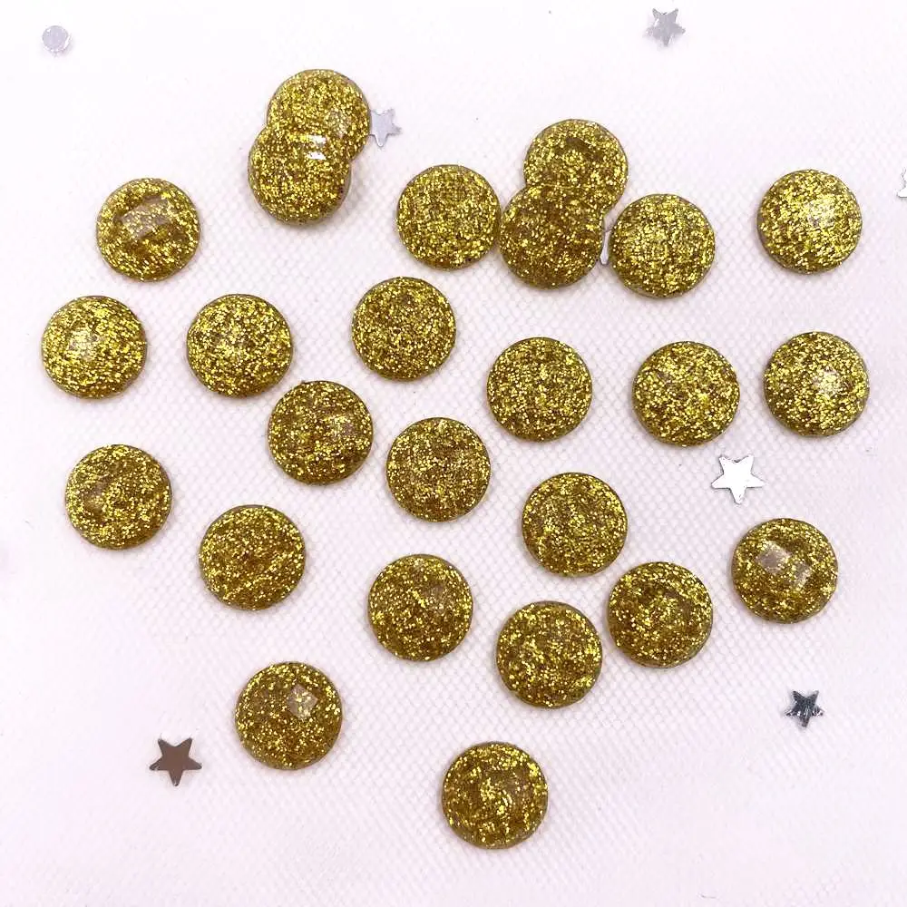 100pcs Colorful Glitter Resin Paillette 8mm Round Faceted Gem Flatback Rhinestone Appliques DIY Wedding Scrapbook Craft SW66