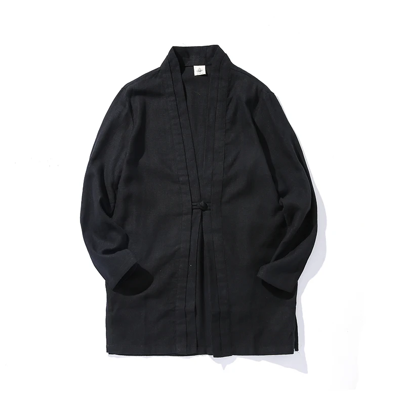 Men Kimono Cardigan  Mens Black Trench Man Open Stitch Cotton Linen Jacket Male Harajuku Outwear Mens Kongfu Coats 3XL