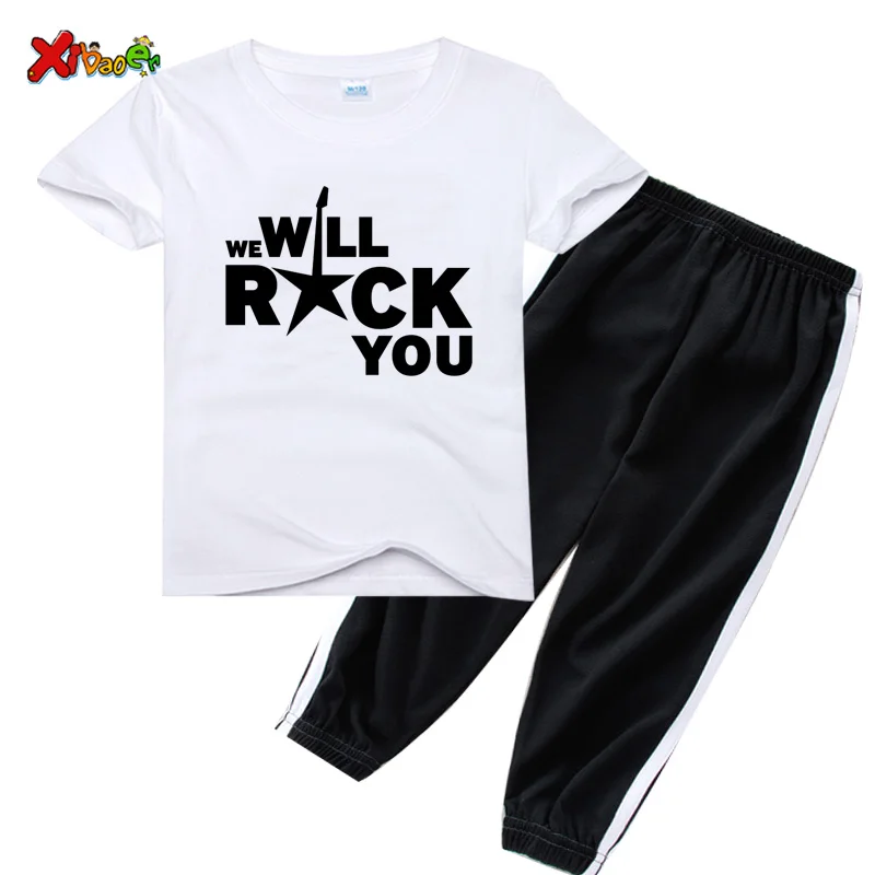 Casual Kids Clothes 2 Piece Set Clothing Sports T-shirt+Sports Striped Trousers Boys Girls Tracksuit Children Baby Clothes Suit