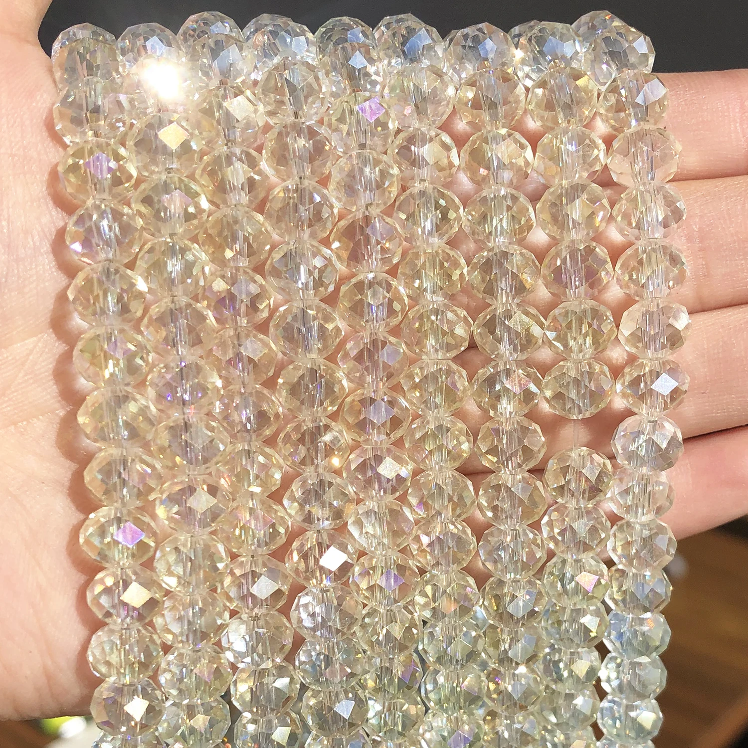 AB Clear White Faceted Crystal Glass Beads Rainbow Plated Loose Flat Beads 3/4/6/8mm for Bracelet Jewelry Making Diy Earrings