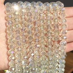 AB Clear White Faceted Crystal Glass Beads Rainbow Plated Loose Flat Beads 3/4/6/8mm for Bracelet Jewelry Making Diy Earrings