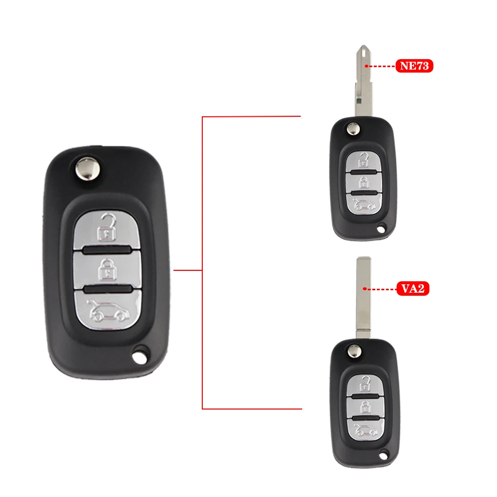 YIQIXIN 2/3 Buttons Remote Key shell Flip Folding Case For Renault Clio Fluence Megane Twingo Kangoo Auto Key NE73/VA2 Blade