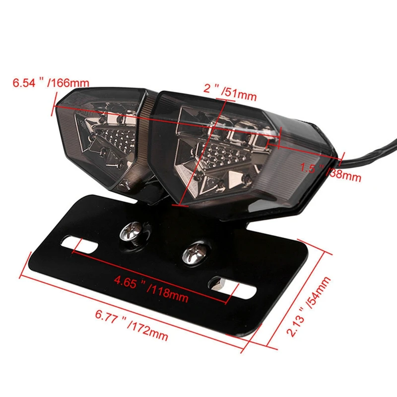 NEW-Motorcycle Taillight Smoke LED Motorcycle Brake Tail Turn Signal License Plate Integrated Light image 5