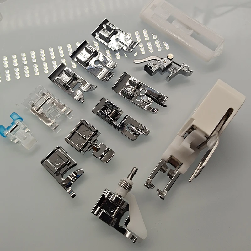 INNE 1/Set Sewing Machine Presser Foot Press For Brother Singer Kit Braiding Blind Stitch OverLock Zipper Ruler Parts